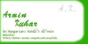 armin kuhar business card